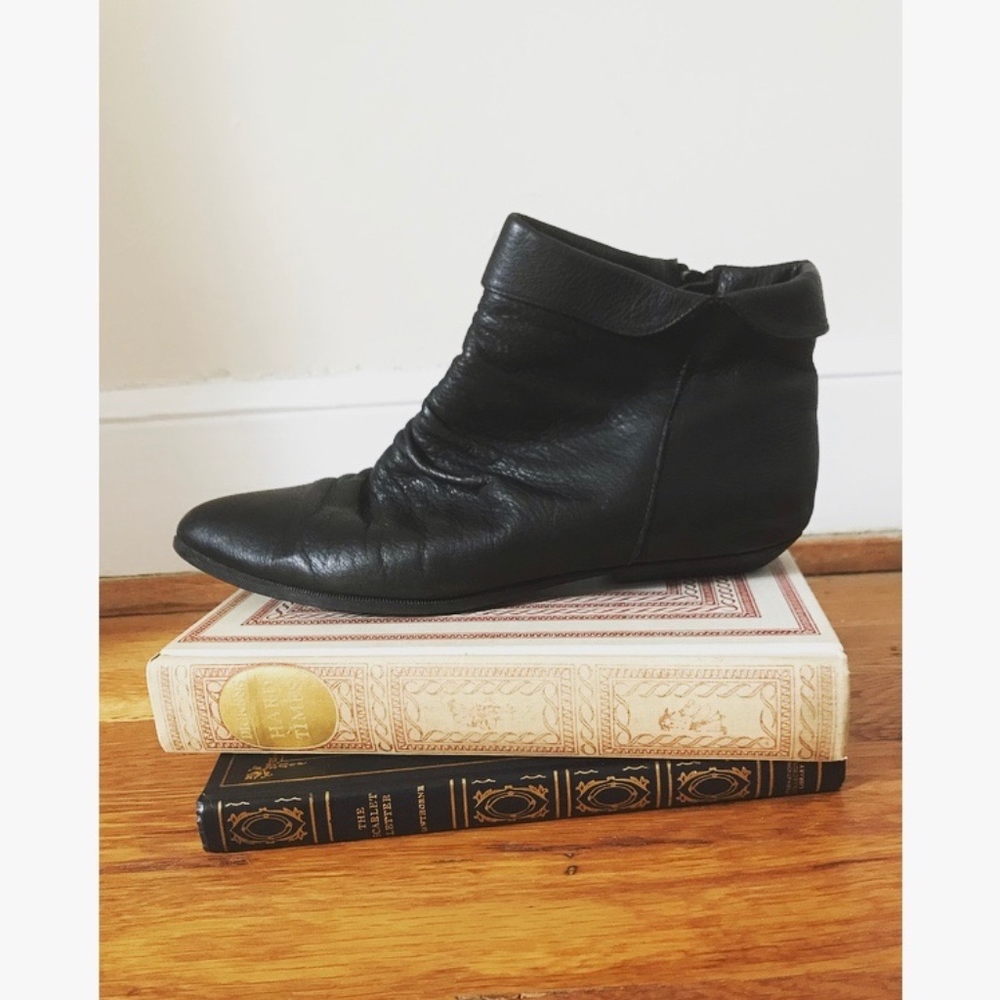 Black Leather Ankle Boots